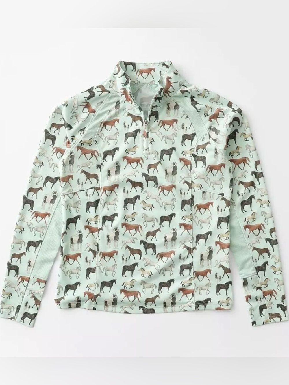 Ariat Girls L Mint Green Horse TEK™ Sunstopper Quarter Zip Pullover